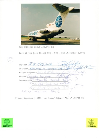 Pan Am poslední let Praha posádka